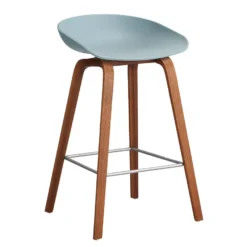 Hay AAS32 Barkruk 65cm Gelakt Walnoot Onderstel Dusty Blue