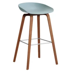 Hay AAS32 Barkruk 75cm Gelakt Walnoot Onderstel Dusty Blue