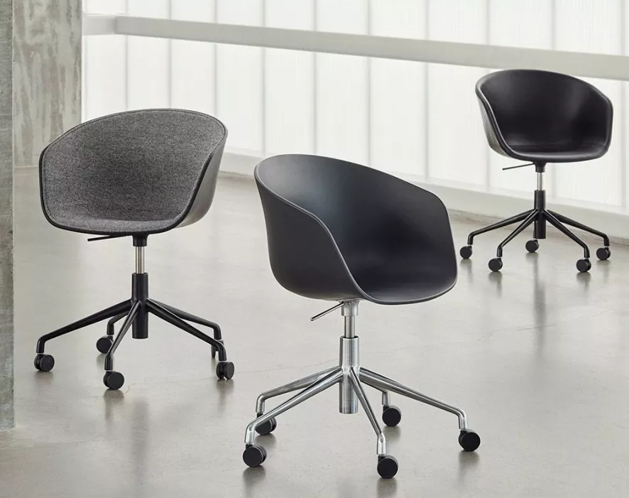 Hay About A Chair AAC52 Gestoffeerde Bureaustoel, Onderstel Zwart, Kuip Black, Hallingdal 166 5 Hay About A Chair AAC52 Gestoffeerde Bureaustoel, Onderstel Zwart, Kuip Black, Hallingdal 166 - Afbeelding 5