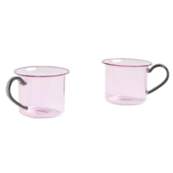 Hay Borosilicate Mok 200ml Set Van 2 Pink, Grey