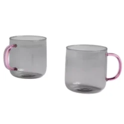 Hay Borosilicate Mok 300ml Set Van 2 Light Grey, Pink