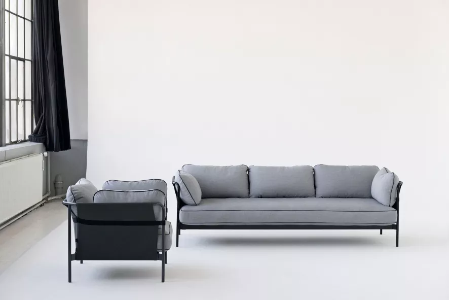 Hay Tweedekansje - Can Sofa 3-zits Gepoedercoat Staal, Canvas Zwart Surface 120 13 Hay Tweedekansje - Can Sofa 3-zits Gepoedercoat Staal, Canvas Zwart Surface 120 - Afbeelding 13