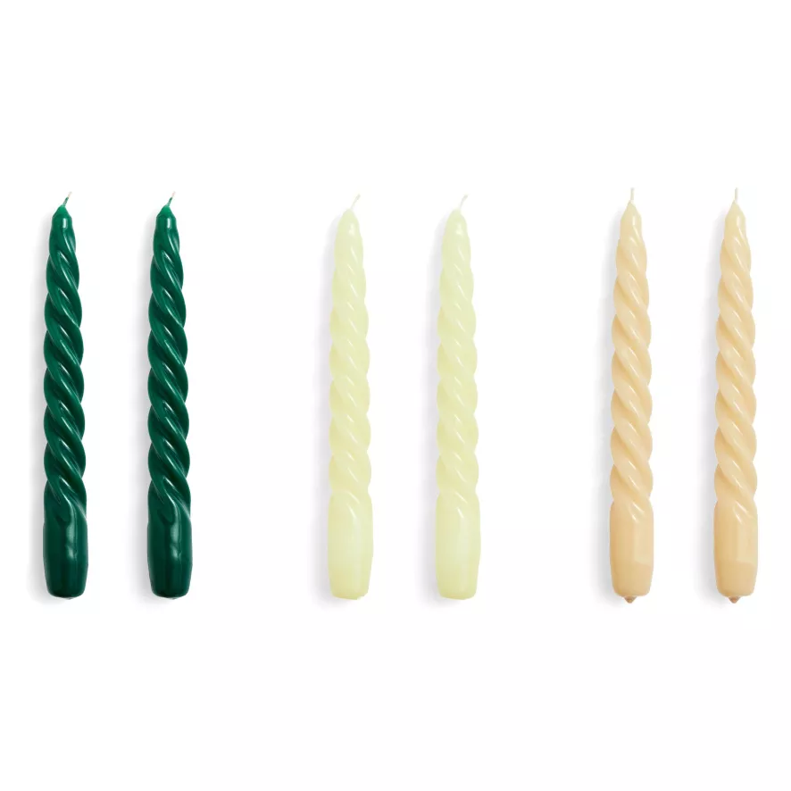 Hay Candle Twist Kaarsen Set Van 6 Green, Citrus, Beige 1 Hay Candle Twist Kaarsen Set Van 6 Green, Citrus, Beige