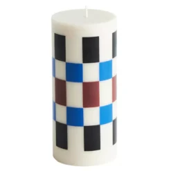 Hay Column Kaars Small Off-White, Brown, Black And Blue