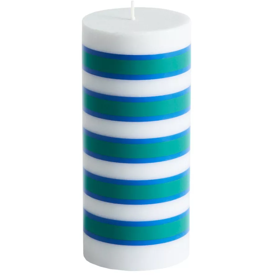Hay Column Kaars Small Light Grey, Blue And Green 1 Hay Column Kaars Small Light Grey, Blue And Green