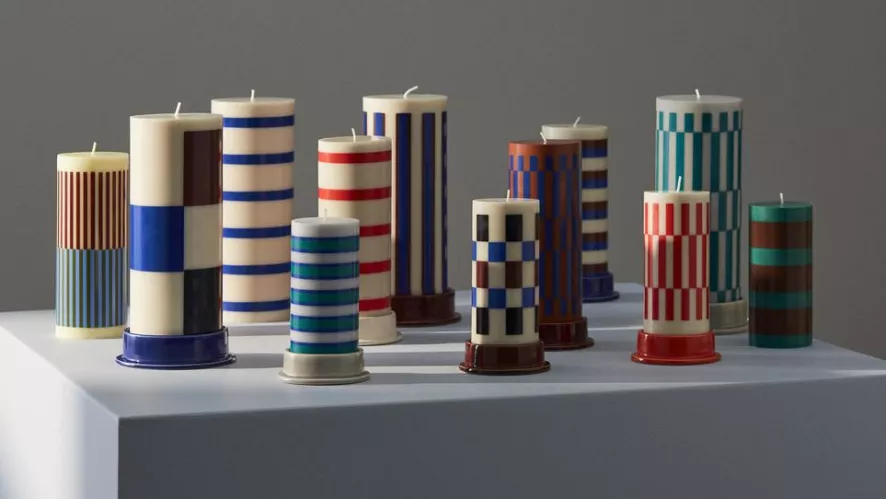 Hay Column Kaars Small Off-White, Brown, Black And Blue 5 Hay Column Kaars Small Off-White, Brown, Black And Blue - Afbeelding 5