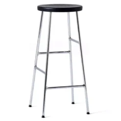 Hay Cornet Barkruk 75cm Soft Black, Onderstel Verchroomd
