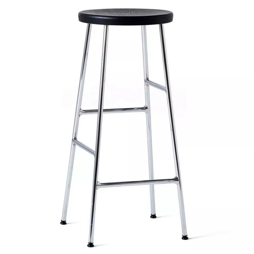 Hay Cornet Barkruk 75cm Soft Black, Onderstel Verchroomd 1 Hay Cornet Barkruk 75cm Soft Black, Onderstel Verchroomd