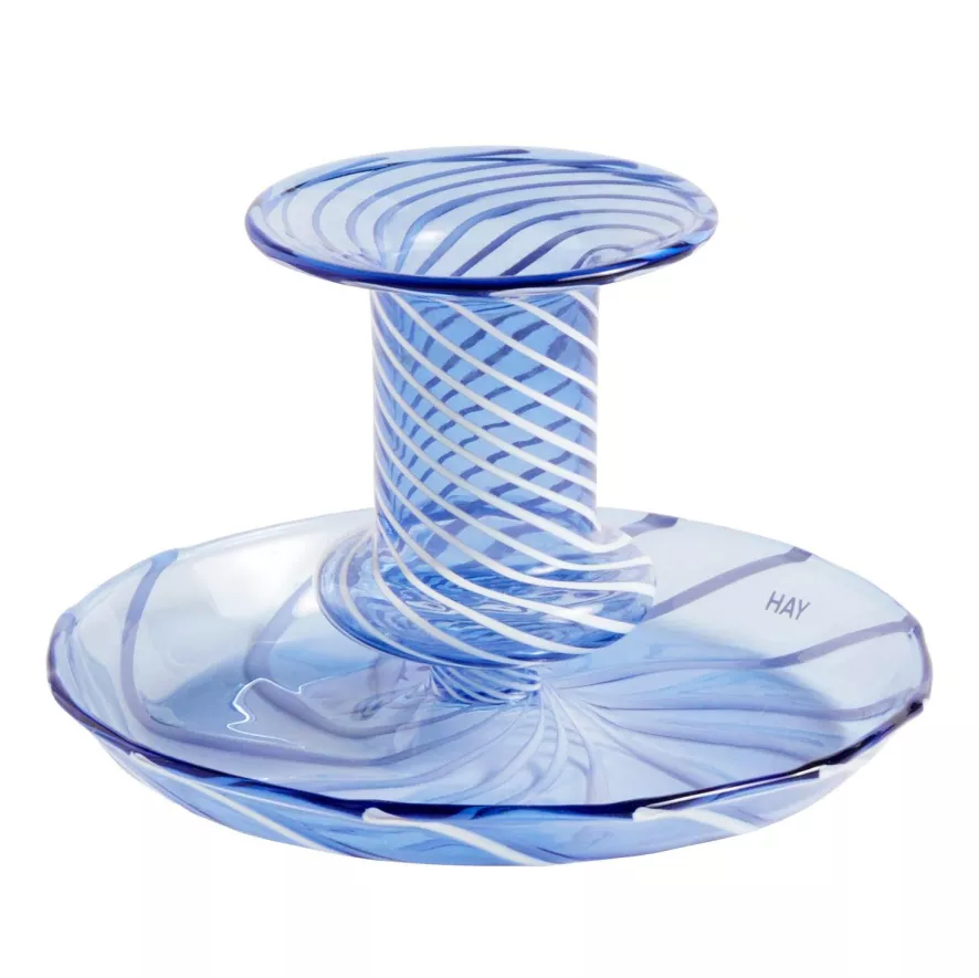 Hay Flare Kandelaar Small Stripe Light Blue With White 1 Hay Flare Kandelaar Small Stripe Light Blue With White