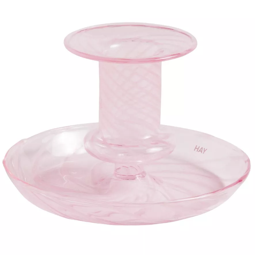 Hay Flare Kandelaar Small Stripe Pink With White 1 Hay Flare Kandelaar Small Stripe Pink With White