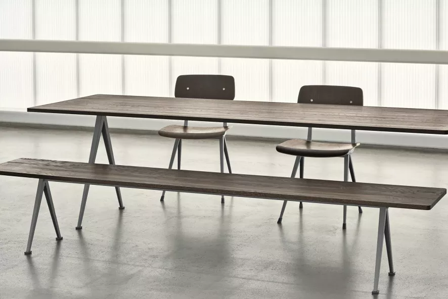 Hay Pyramid 12 Eetbank 250 Gerookt Eiken,zwart Onderstel 7 Hay Pyramid 12 Eetbank 250 Gerookt Eiken,zwart Onderstel - Afbeelding 7