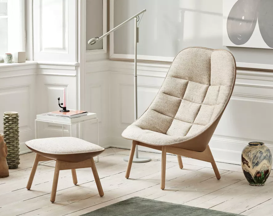 Hay Uchiwa Ottoman Gelakt Eiken - Roden 05 Lola Warm Grey 2 Hay Uchiwa Ottoman Gelakt Eiken - Roden 05 Lola Warm Grey - Afbeelding 2